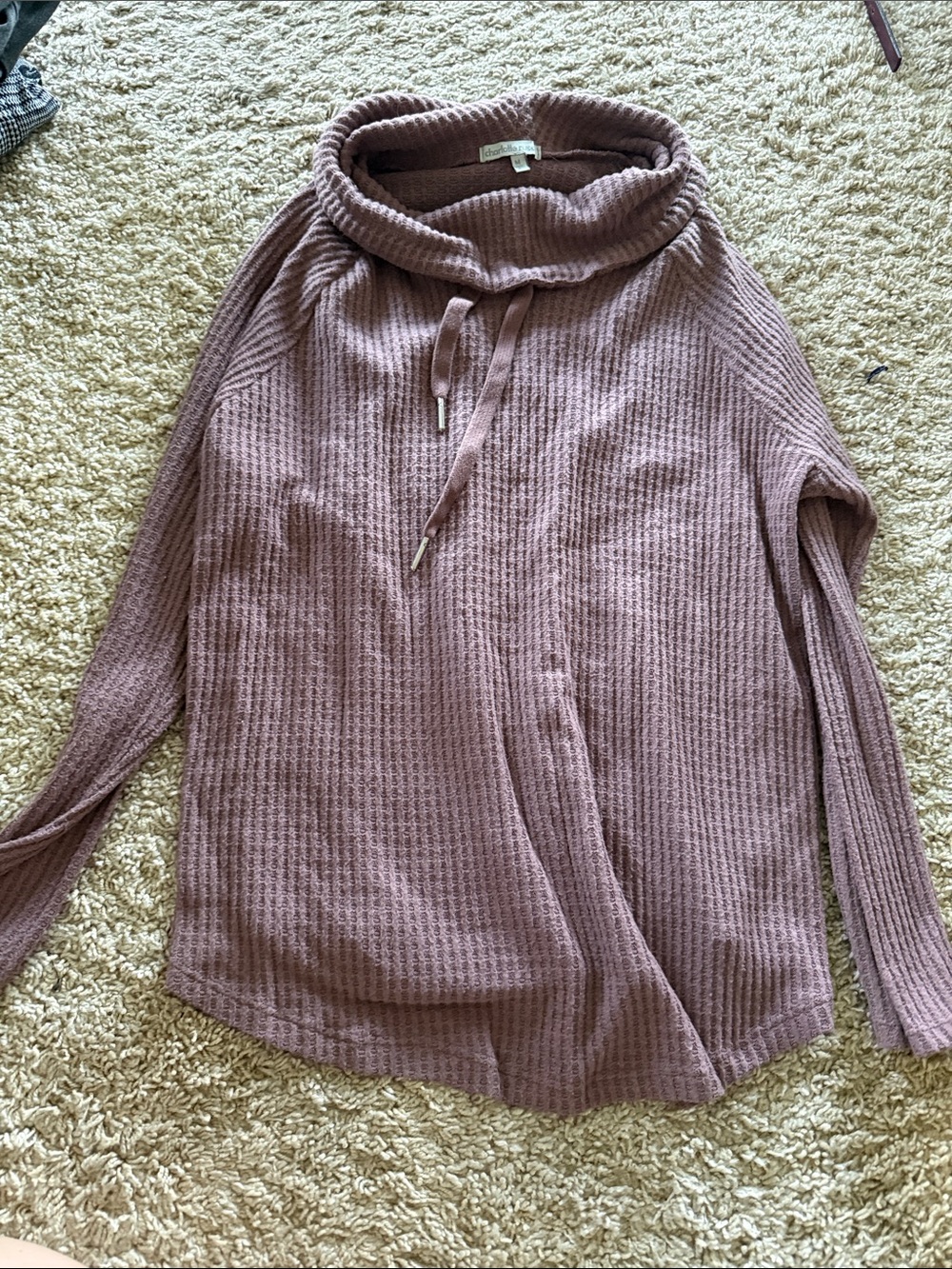 Charlotte Russe Mauve Waffle Knit Cowl Neck Sweater